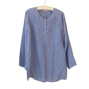 Victoria's Secret Embroidery Silk Tunic Blouse - Sz XL